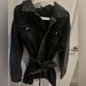 womens black jean jacket, Multi-way Jacket, Size M/L